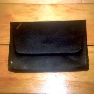 NWT October Jaipur Black Vegan Leather Envelope Clutch Purse Bag